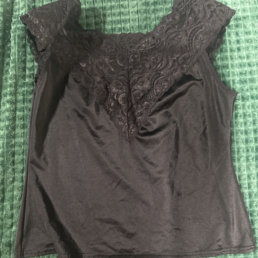 VTG Vanity Fair 90's Padded Shoulder-coquette Babydoll Dollette Cami Black L